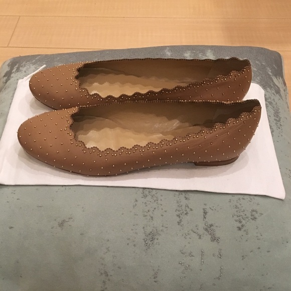 ‼️SOLD💯Auth New CHLOE Gold Studded Ballerinas Sz8 - Picture 2 of 7